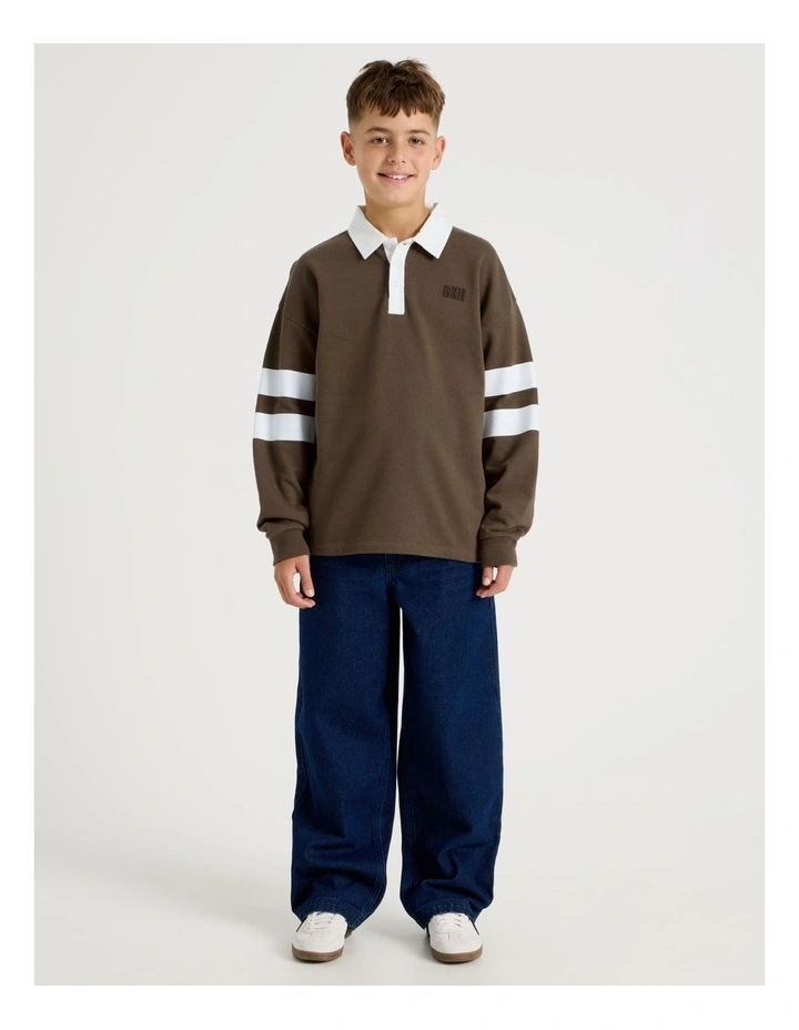 Rugby Sweat Top in Brown image 2