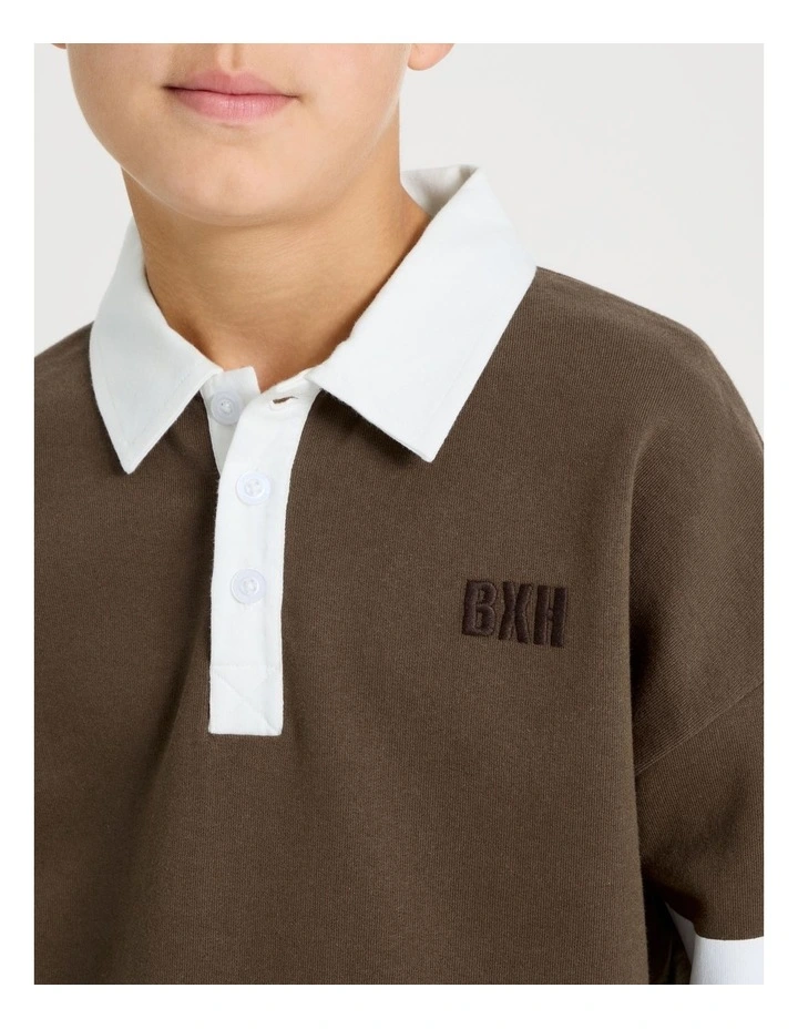 Rugby Sweat Top in Brown image 3