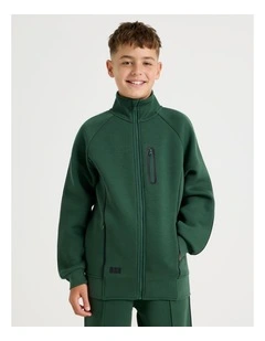 Athletic Zip Thru Sweat Top in Green