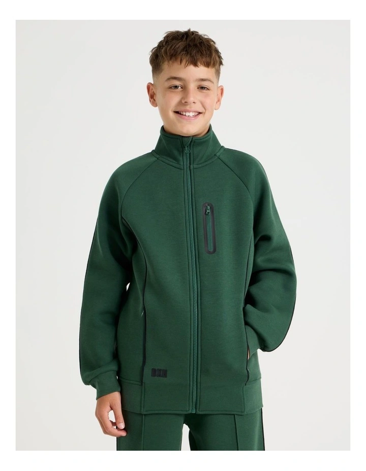 Athletic Zip Thru Sweat Top in Green image 1