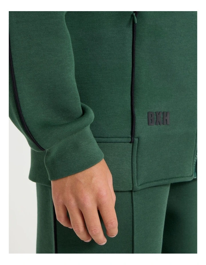 Athletic Zip Thru Sweat Top in Green image 5