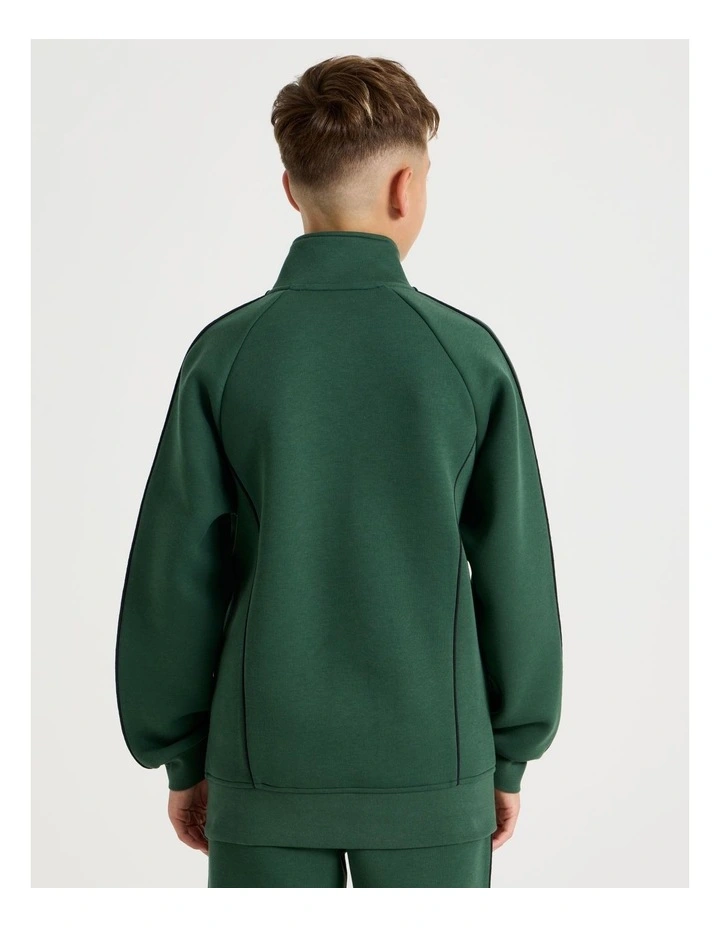 Athletic Zip Thru Sweat Top in Green image 6