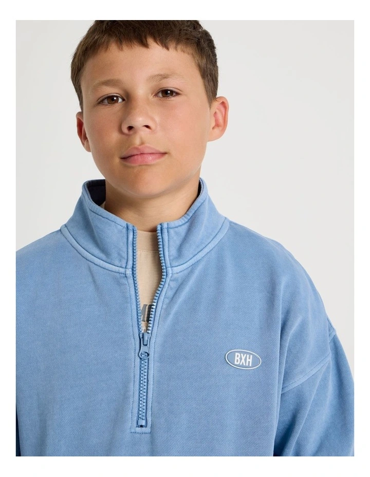 1/4 Zip Sweat Top in Blue image 1