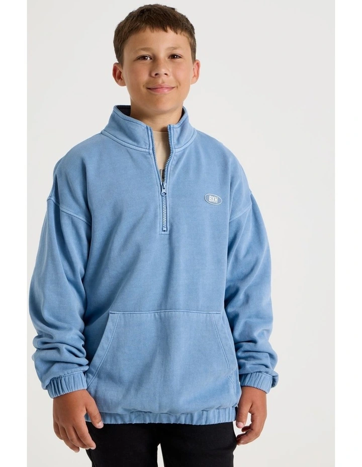 1/4 Zip Sweat Top in Blue image 3