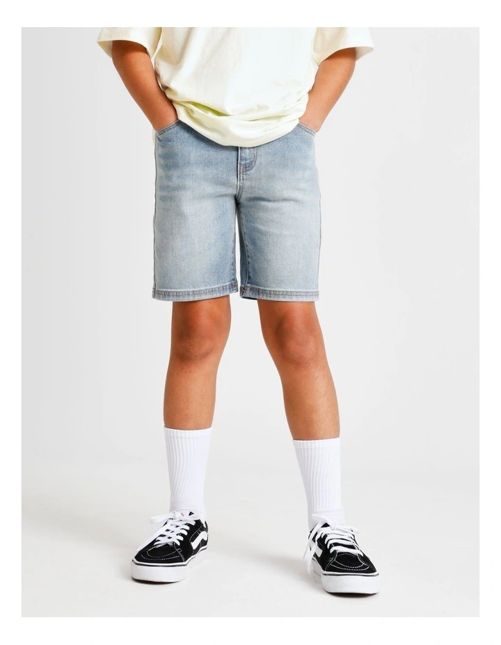 Denim Short in Light Acid Wash image 1