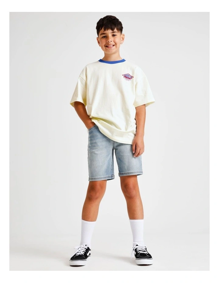 Denim Short in Light Acid Wash image 3