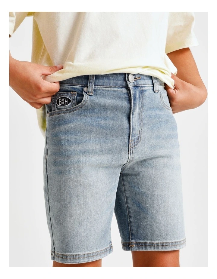 Denim Short in Light Acid Wash image 4