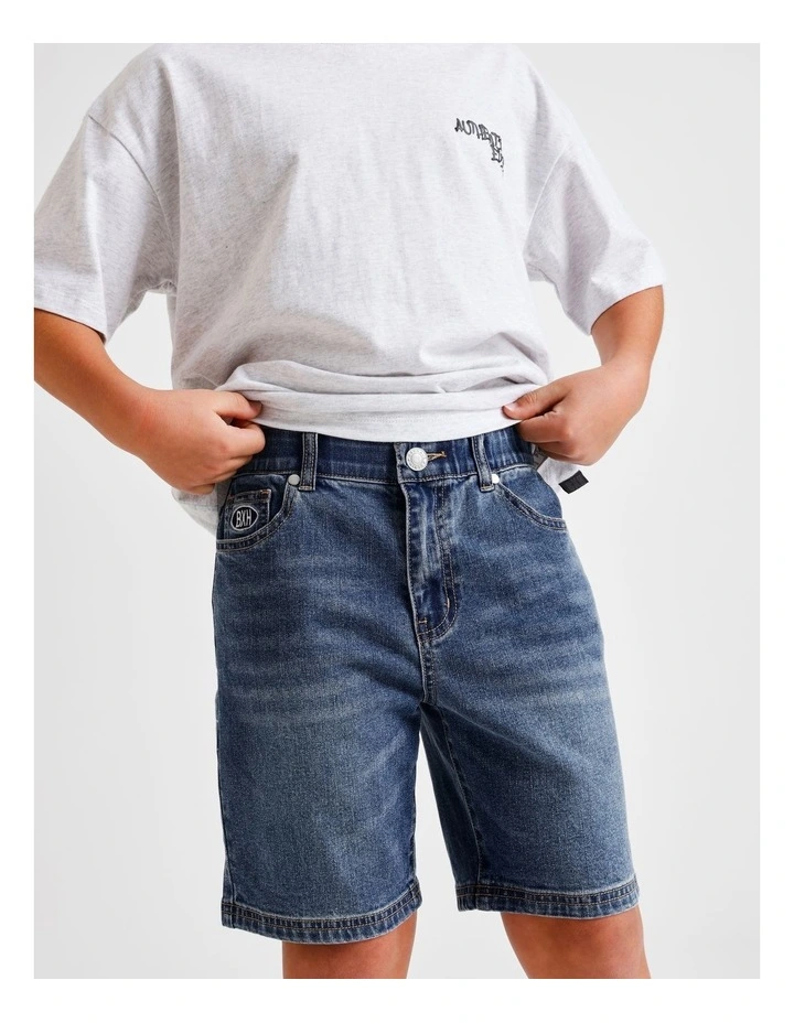 Denim Short in Mid Denim image 3
