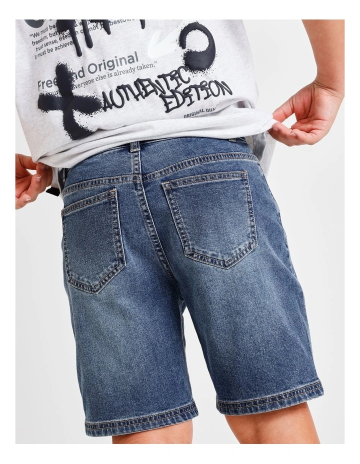 Denim Short in Mid Denim image 5