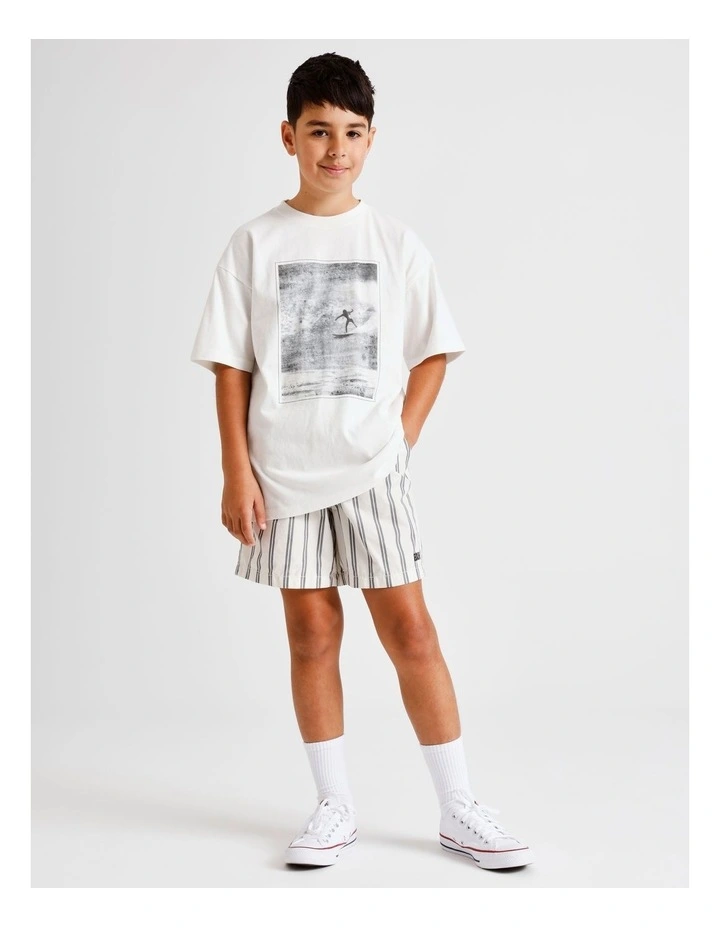 Essentils Volley Short in Ecru and Indigo Stripe image 3