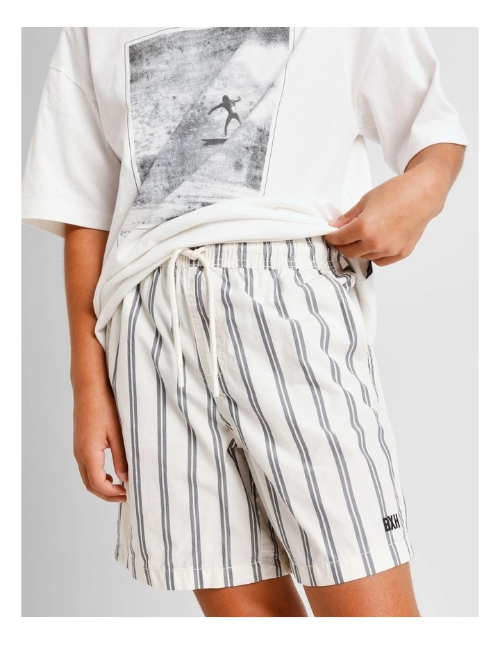 Essentils Volley Short in Ecru and Indigo Stripe image 4