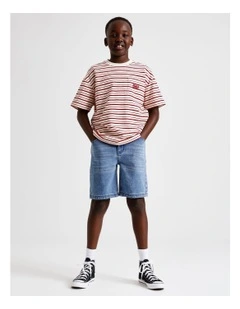 Baggy Denim Short in Mid Denim