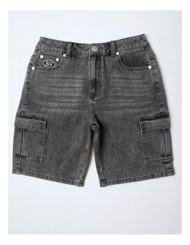 Denim Cargo Short in Grey image 1