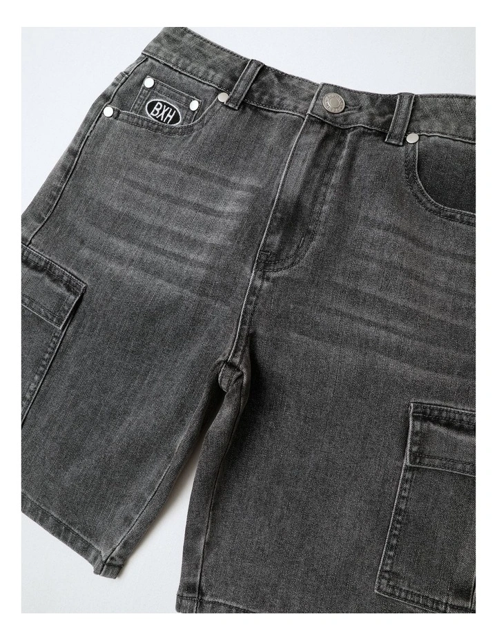 Denim Cargo Short in Grey image 2