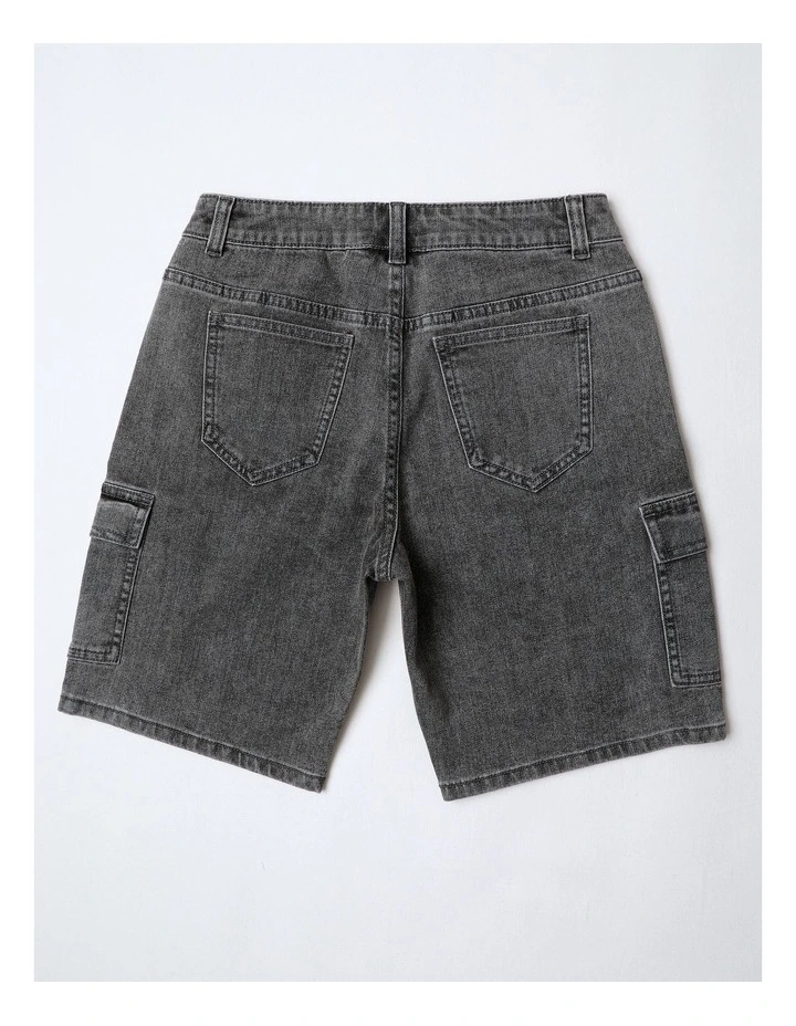 Denim Cargo Short in Grey image 3