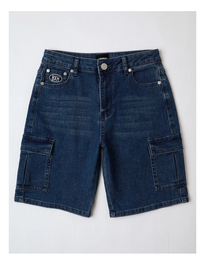 Denim Cargo Short in Mid Denim image 1
