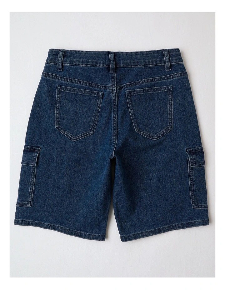 Denim Cargo Short in Mid Denim image 3