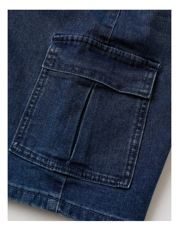 Denim Cargo Short in Mid Denim image 4