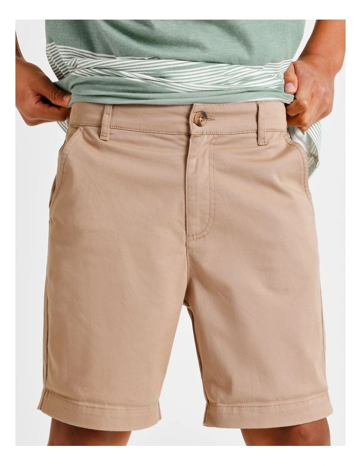Stretch Chino Short in Tan image 4