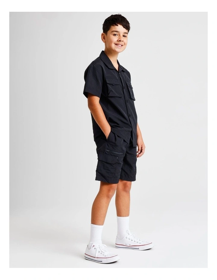 Woven Cargo Short in Black image 3