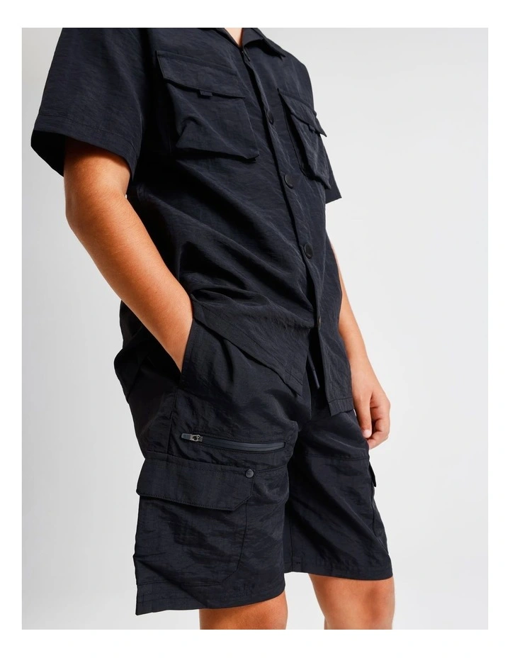 Woven Cargo Short in Black image 4