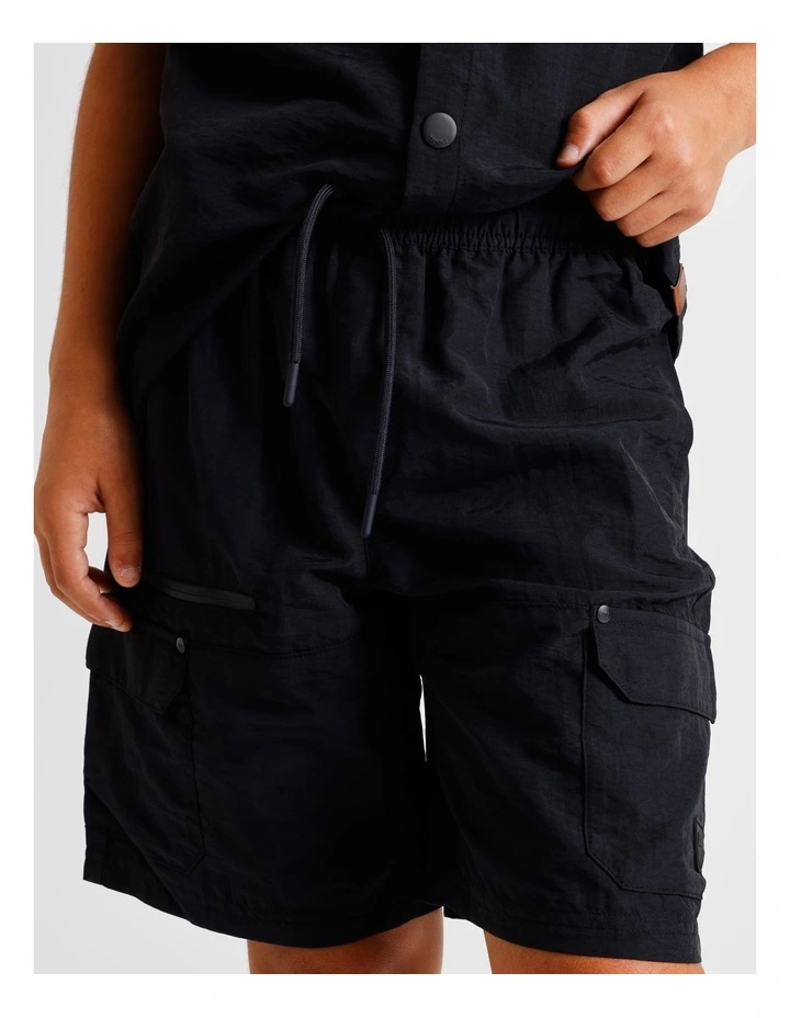 Woven Cargo Short in Black image 5