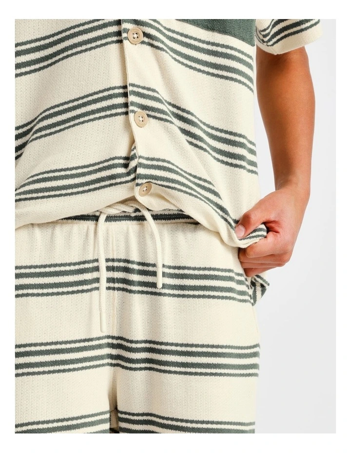 French Terry Resort Short in Green Stripe image 3