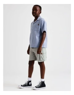 Linen Cargo Short in Grey