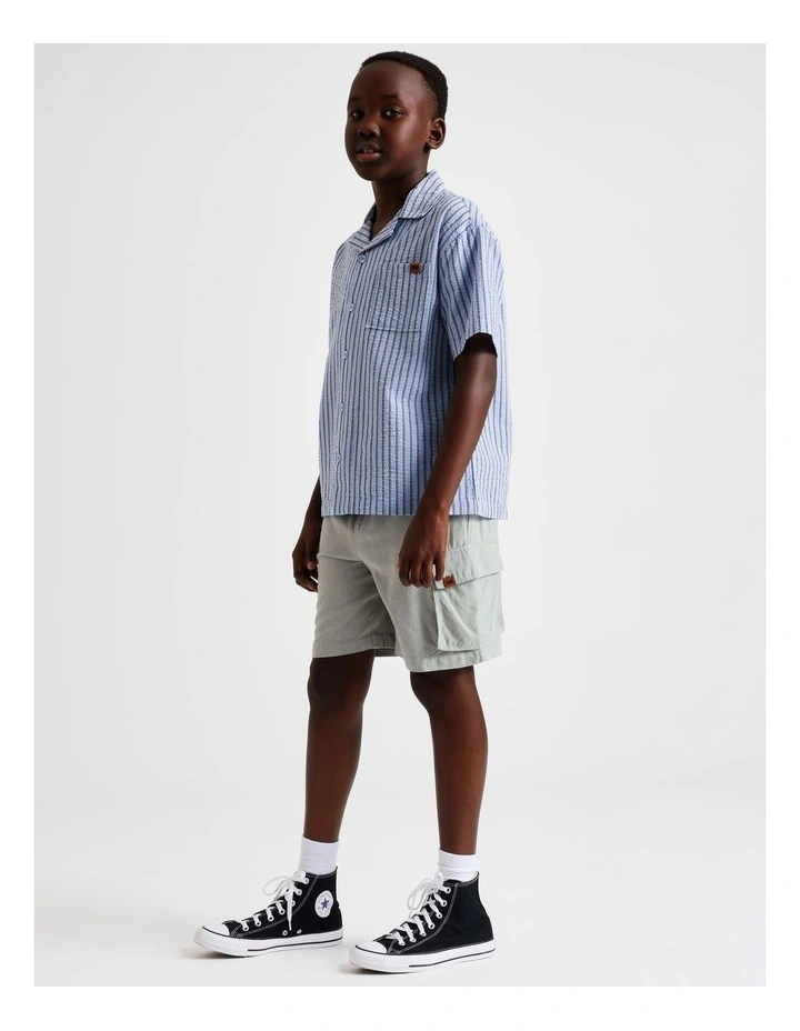 Linen Cargo Short in Grey image 1