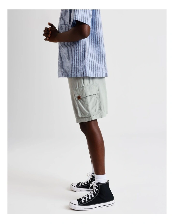 Linen Cargo Short in Grey image 2