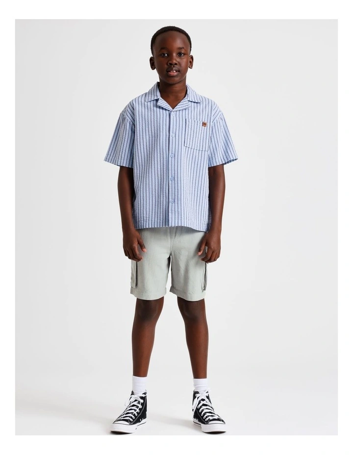 Linen Cargo Short in Grey image 3