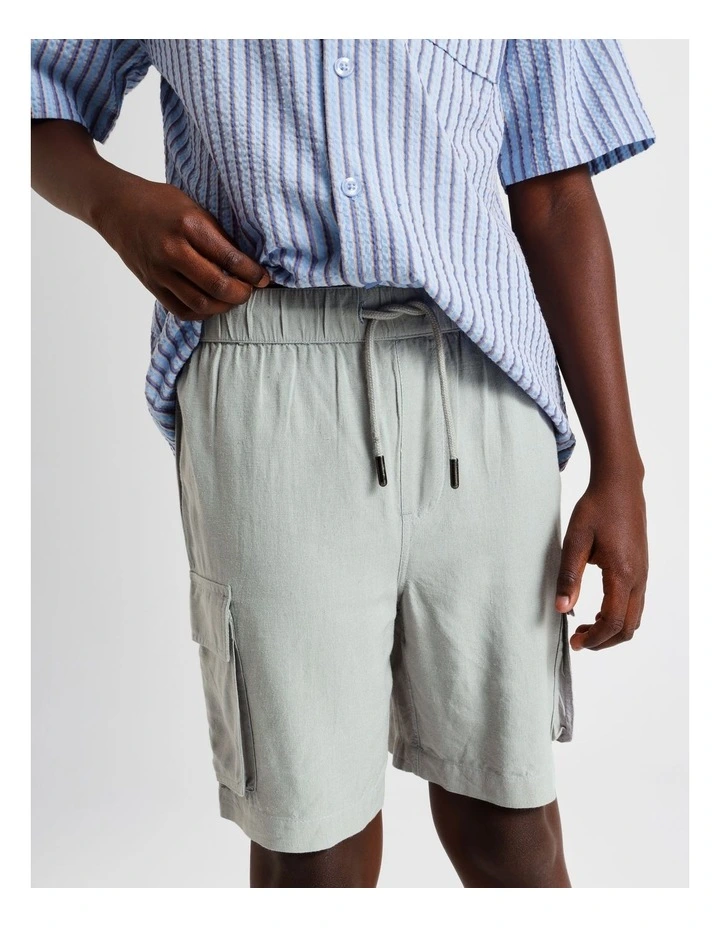 Linen Cargo Short in Grey image 4