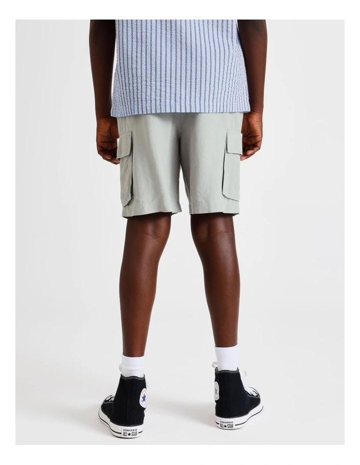 Linen Cargo Short in Grey image 5