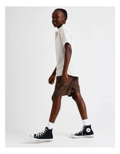 Linen Cargo Short in Brown
