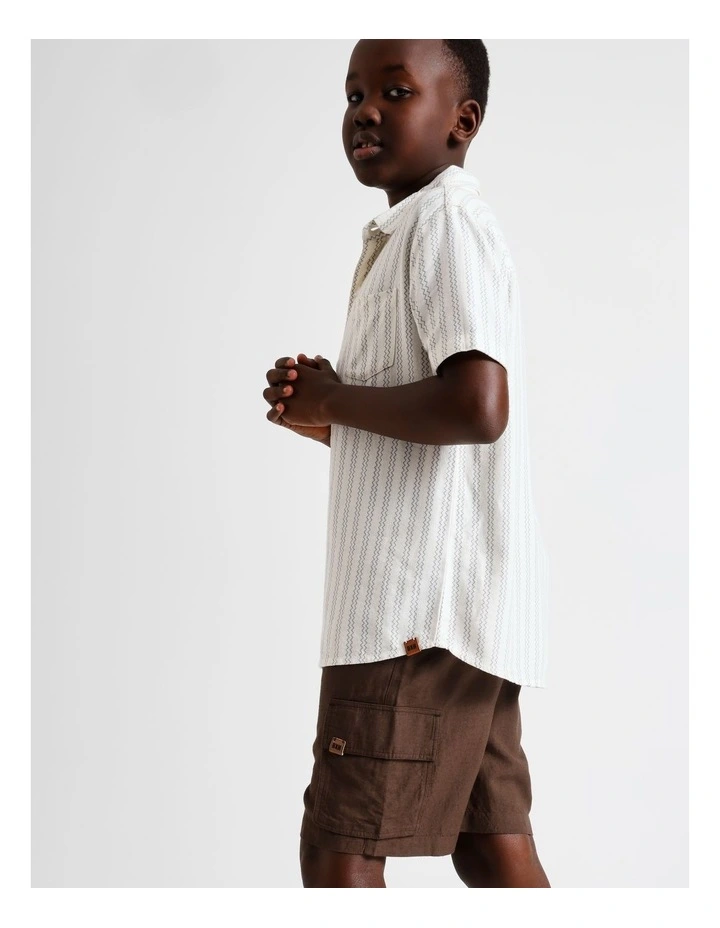 Linen Cargo Short in Brown image 3