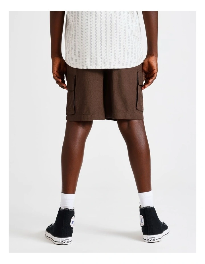 Linen Cargo Short in Brown image 6