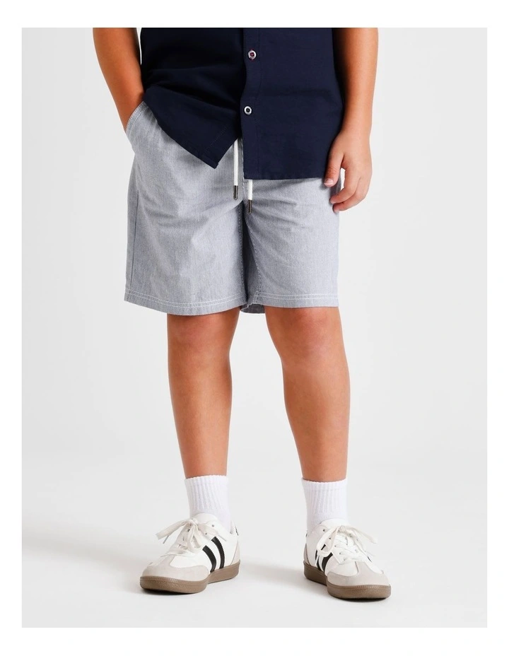 Ticking Stripe Short in Navy and Ecru image 2