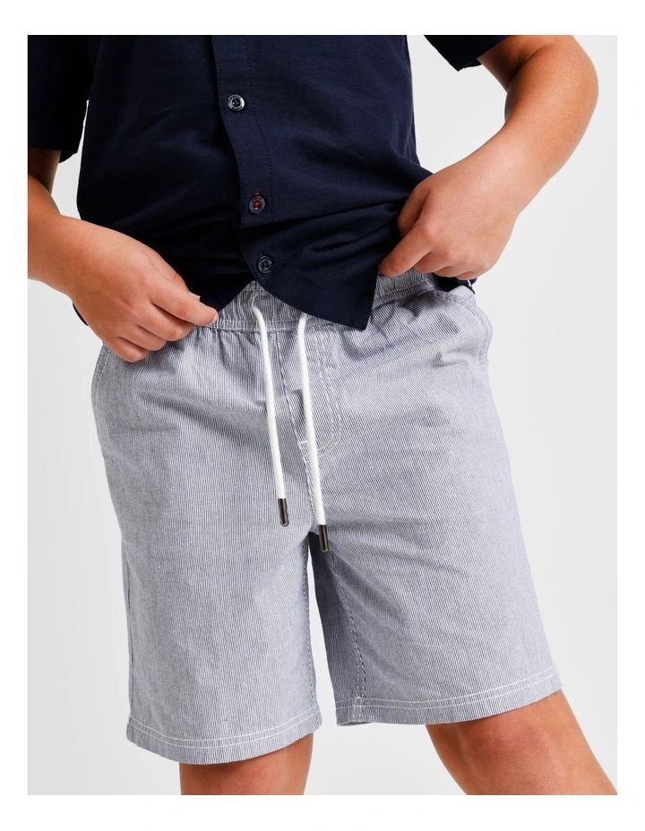 Ticking Stripe Short in Navy and Ecru image 3