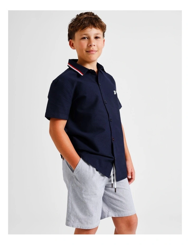 Ticking Stripe Short in Navy and Ecru image 4