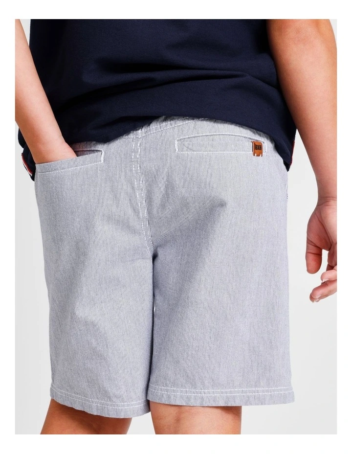 Ticking Stripe Short in Navy and Ecru image 6