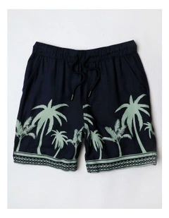 Linen Resort Short in Navy