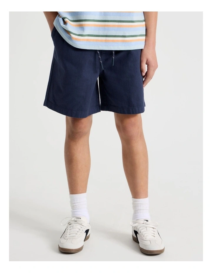 The Edit Cotton Twill Short in Navy image 1
