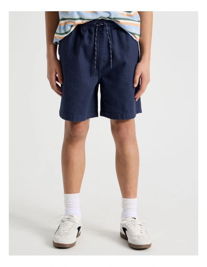 The Edit Cotton Twill Short in Navy image 3