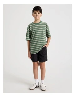 The Edit Cotton Twill Short in Black
