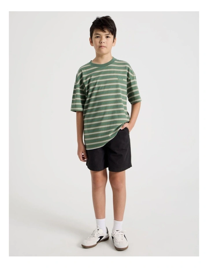 The Edit Cotton Twill Short in Black image 1
