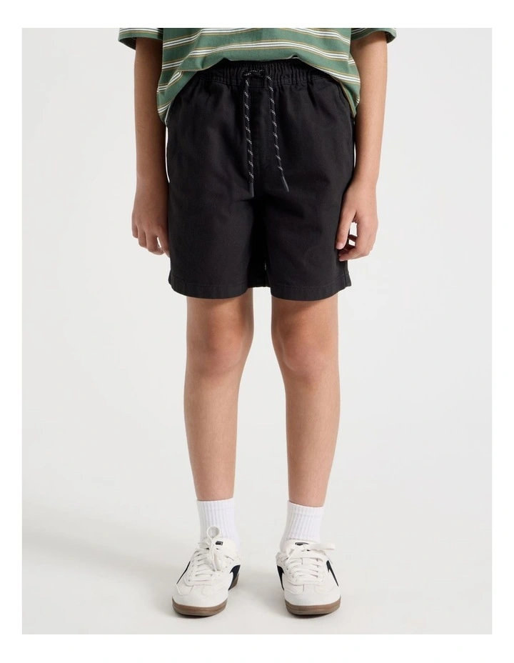 The Edit Cotton Twill Short in Black image 2