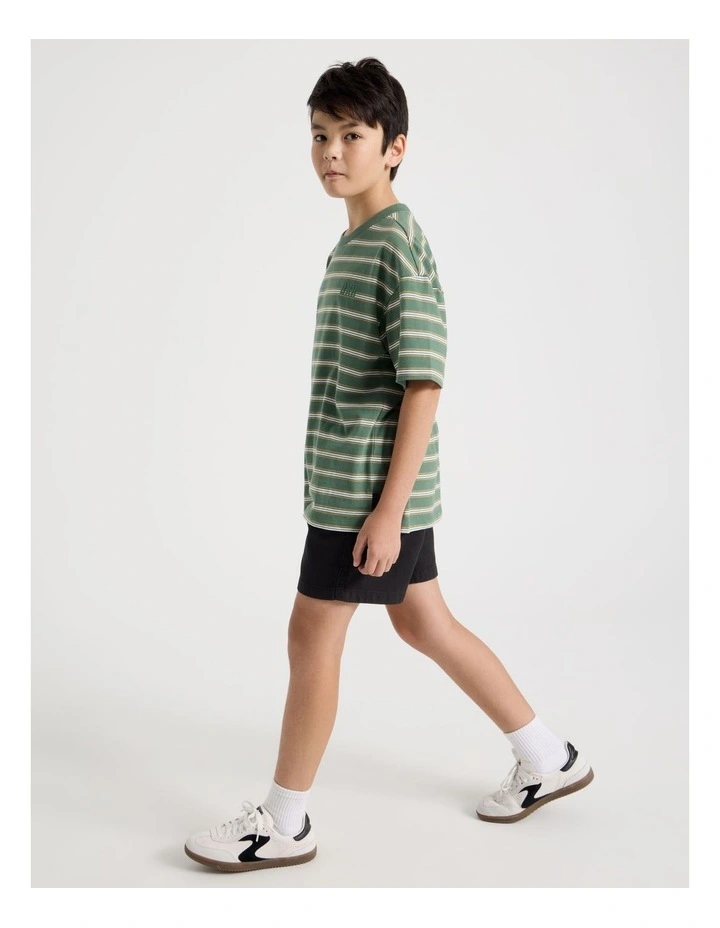 The Edit Cotton Twill Short in Black image 3