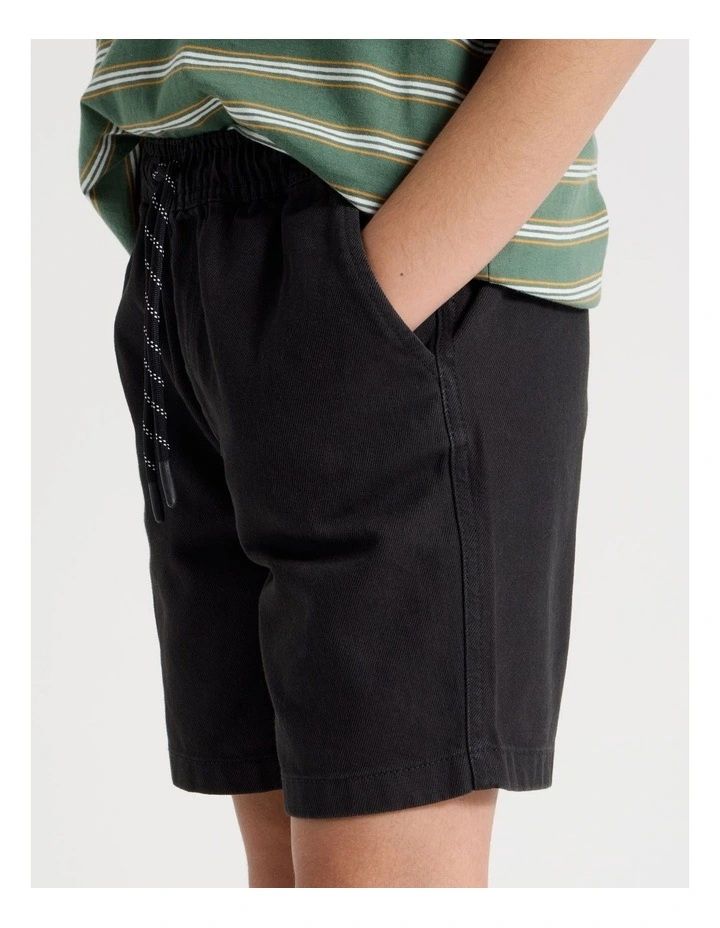 The Edit Cotton Twill Short in Black image 4