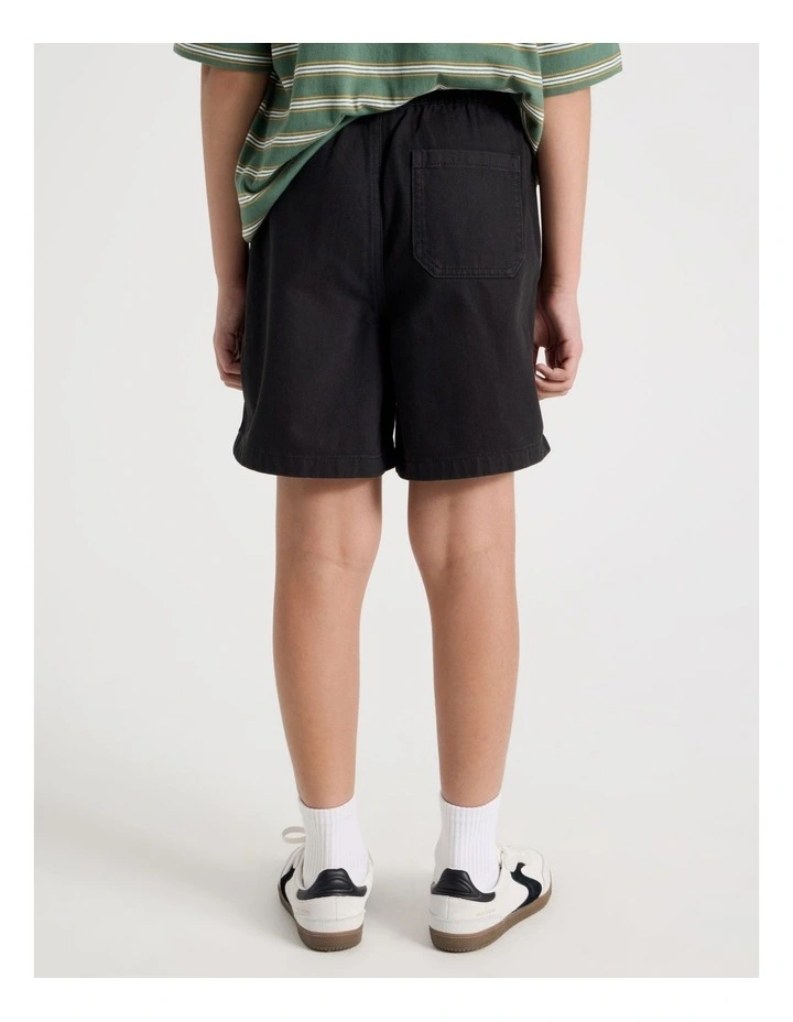 The Edit Cotton Twill Short in Black image 5