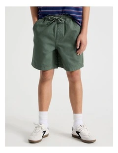The Edit Cotton Twill Short in Khaki